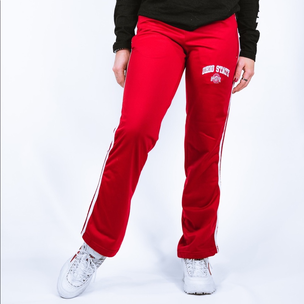 RED AND WHITE OHIO STATE TRACK PANTS